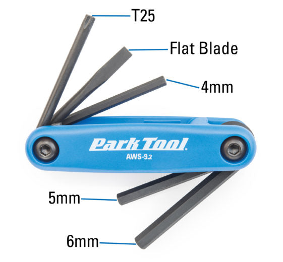 Load image into Gallery viewer, Park Tool, AWS-9.2, Folding screwdriver/ hex wrench set, 4mm, 5mm, 6mm, Flat blade and T25
